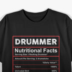 Drummer Nutritional Facts Ingredients Label T-Shirt