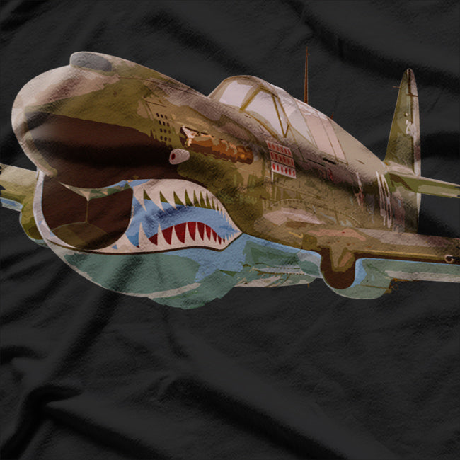 P-40 Warhawk Fighter Aircraft WW2 Airplane Military T-Shirt