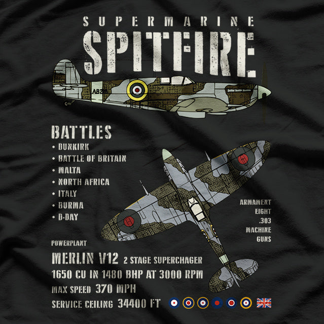 Raf Supermarine Spitfire WW2 Fighter Plane T-Shirt