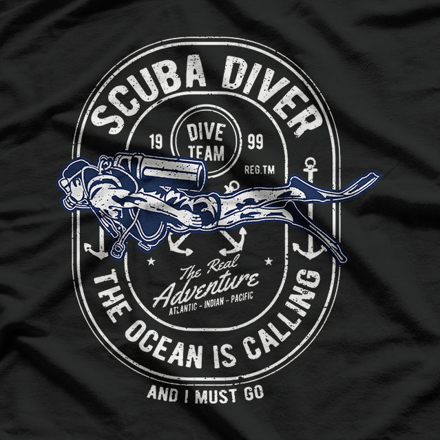 Vintage Retro Diver Distressed Scuba Diving T-Shirt