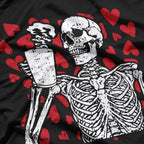 Skeleton Drinking Coffee Valentines Day T-Shirt