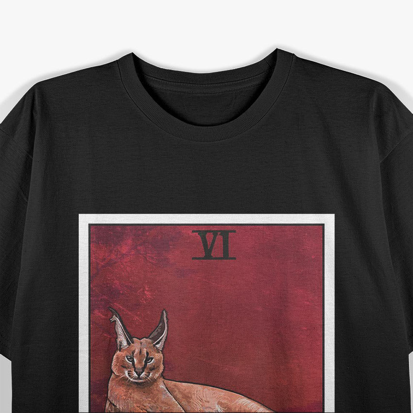 The Floppa Caracal Cat Tarot Card Funny Meme T-Shirt