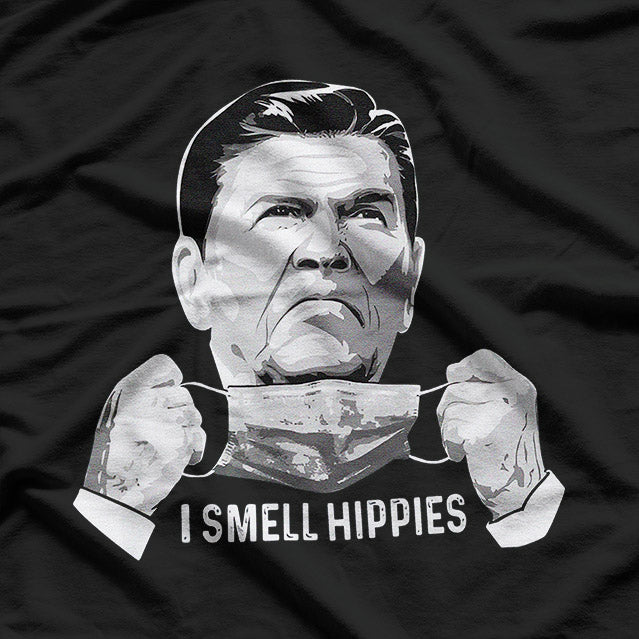 Ronald Reagan Humor – I Smell Hippies Retro Joke T-Shirt